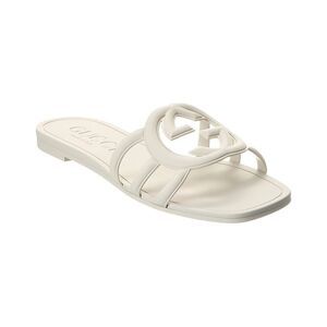 Gucci Interlocking G Rubber Sandal, White